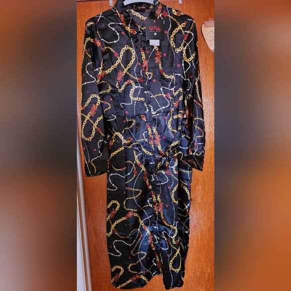 NWT size XL Bob Mackie dress with chain print. Yellow, Black, Red - Picture 3 of 5